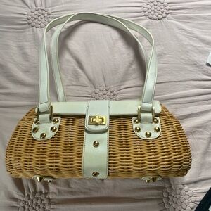 Etienne Aigner vintage White and Tan Woven Handbag
